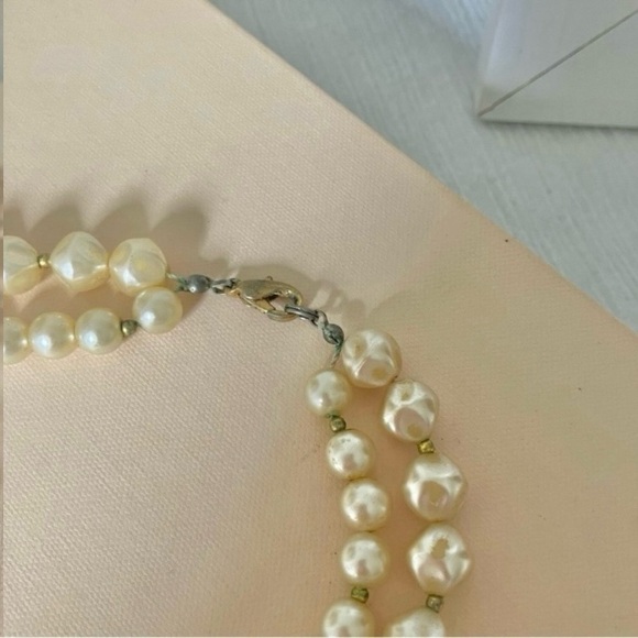 Baroque Pearl Two Strand Necklace Vintage “Tamar”  25” Statement Gold Silver - Picture 8 of 12